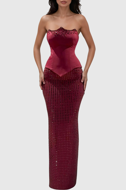 Nomi Crystal Embellished Corset & Maxi Skirt Set