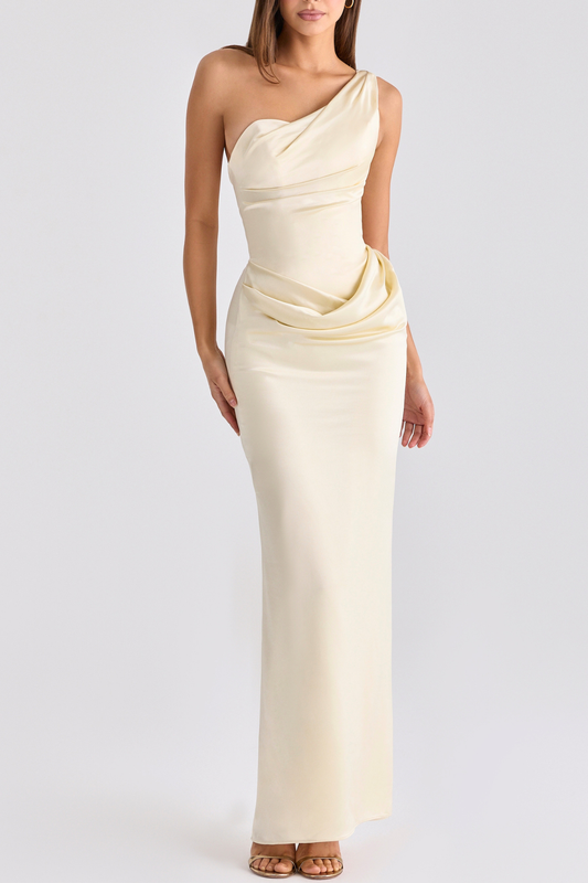 Norio One Shoulder Ruched Maxi Dress