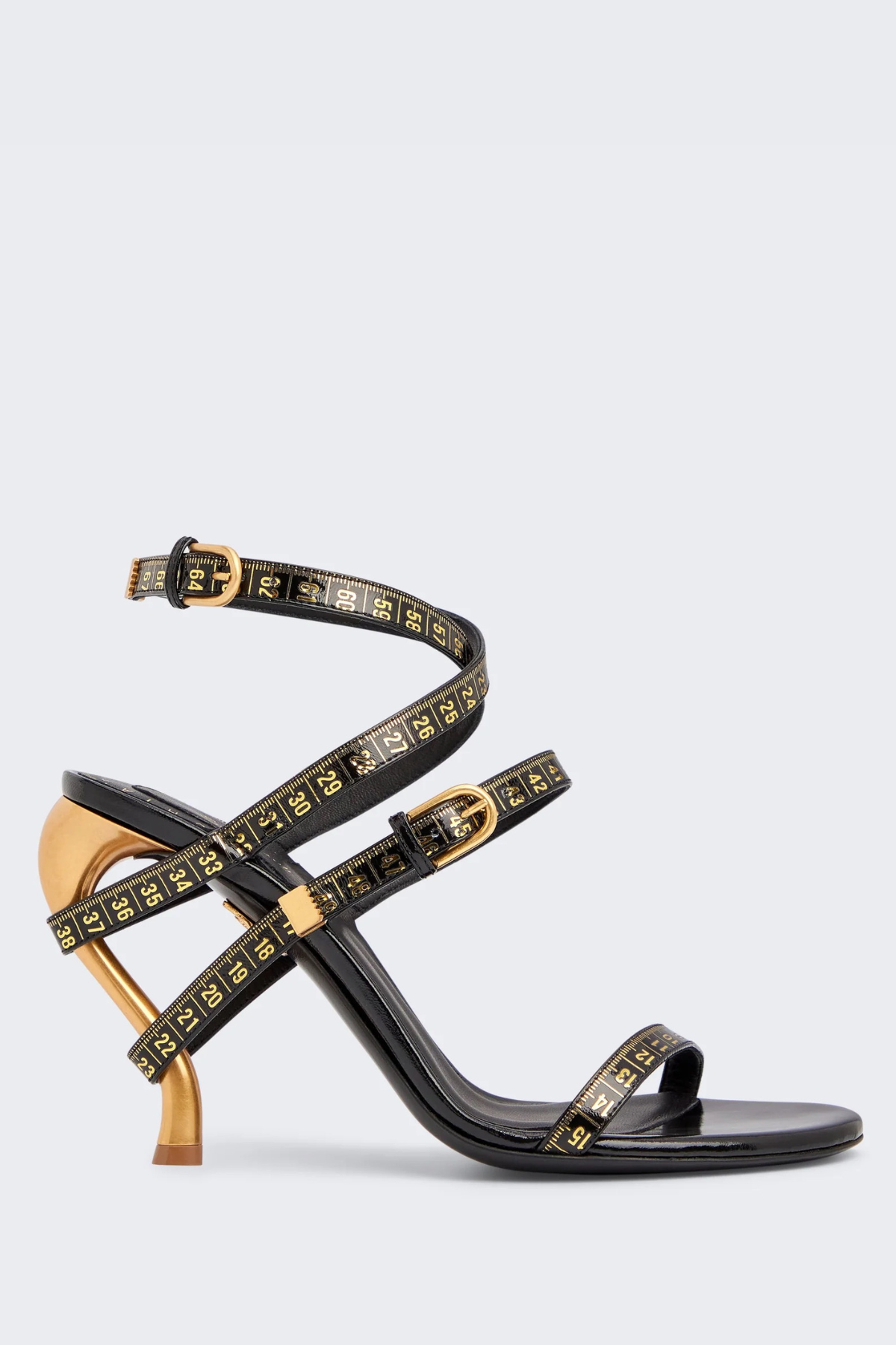 Norma Measuring Tape Heeled Sandals - Black