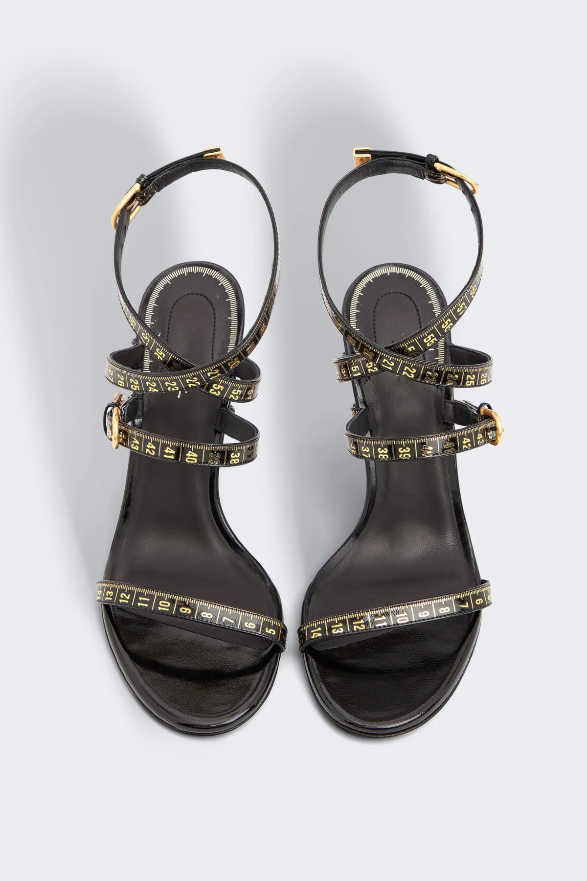 Norma Measuring Tape Heeled Sandals - Black
