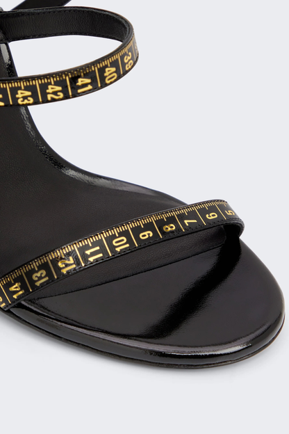 Norma Measuring Tape Heeled Sandals - Black