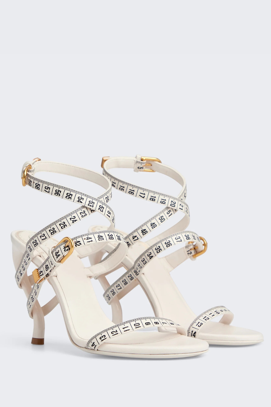 Norma Measuring Tape Heeled Sandals - White