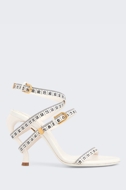 Norma Measuring Tape Heeled Sandals - White