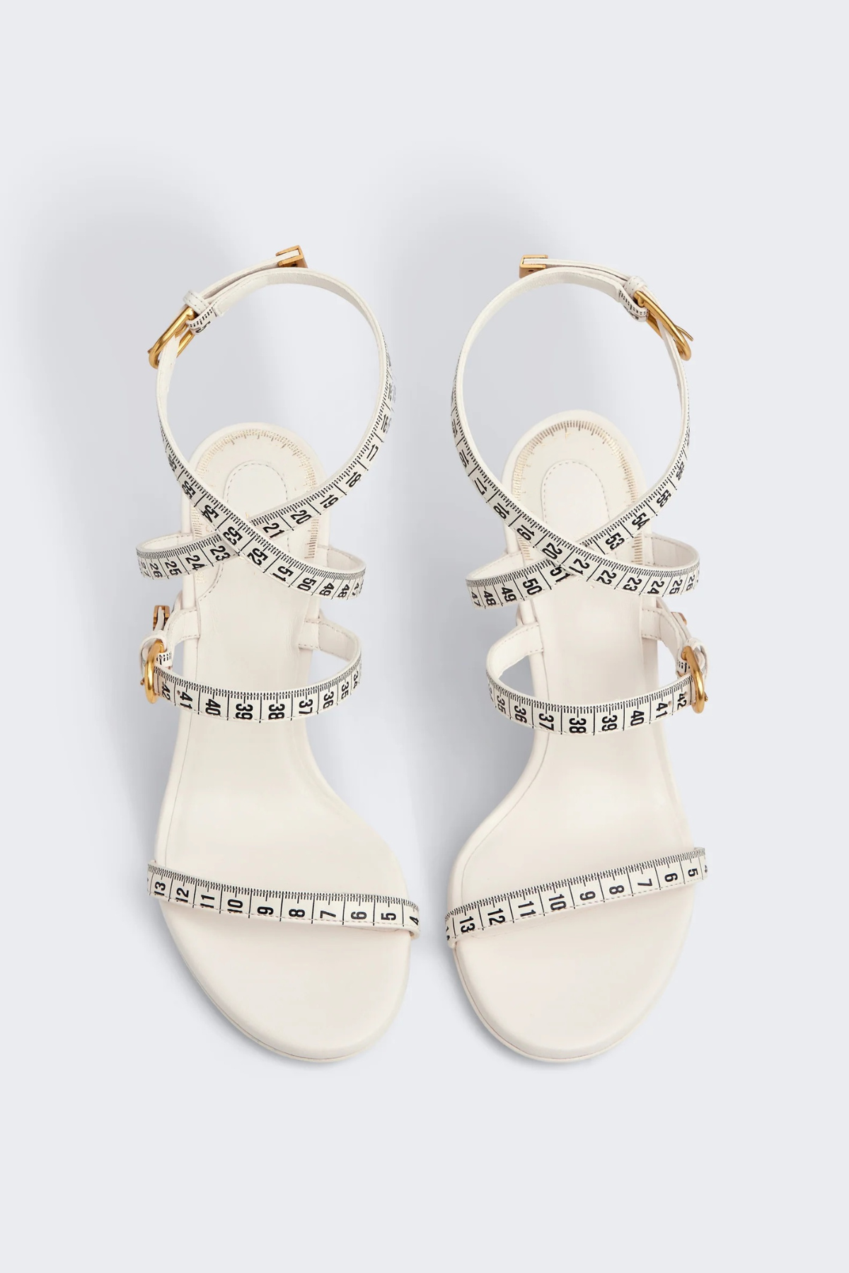 Norma Measuring Tape Heeled Sandals - White