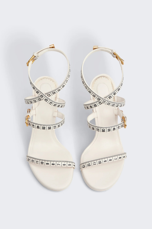 Norma Measuring Tape Heeled Sandals - White