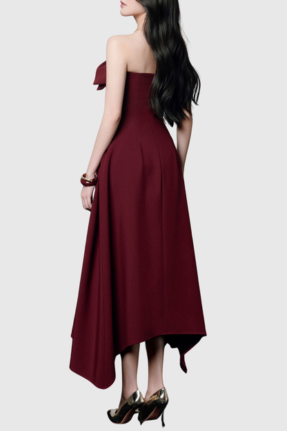 Novak Floral Strapless Ruffle Midi Dress