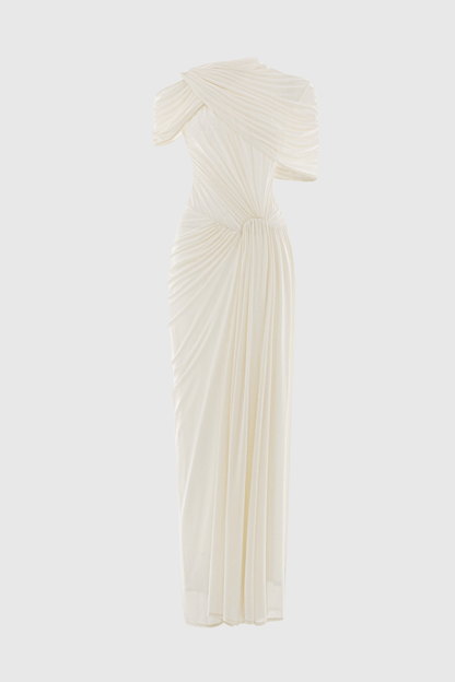 Novie Asymmetric Draped Maxi Dress