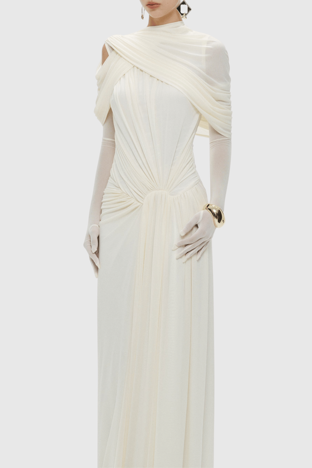 Novie Asymmetric Draped Maxi Dress