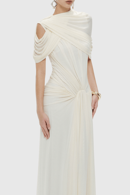 Novie Asymmetric Draped Maxi Dress
