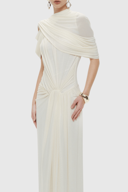 Novie Asymmetric Draped Maxi Dress