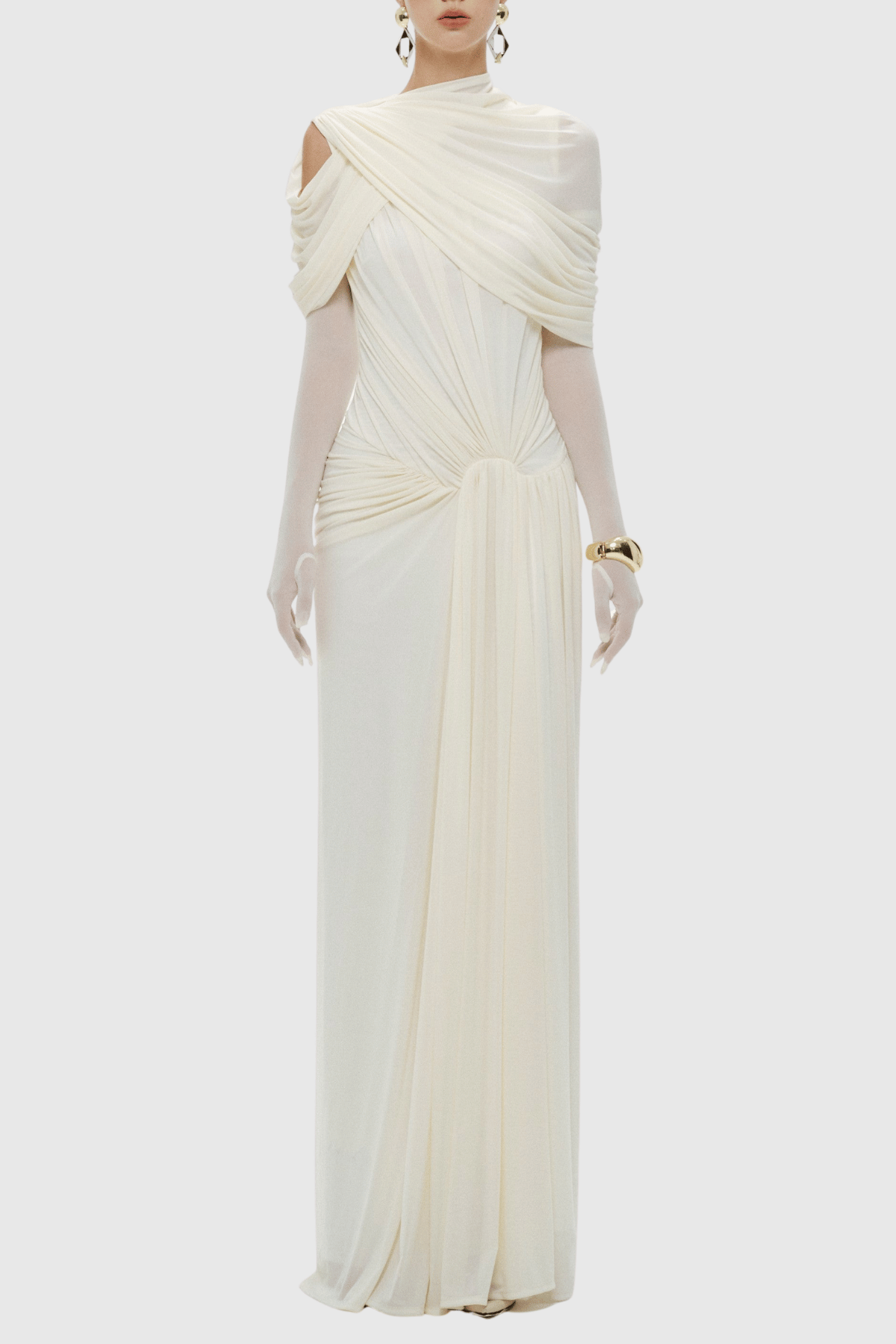 Novie Asymmetric Draped Maxi Dress