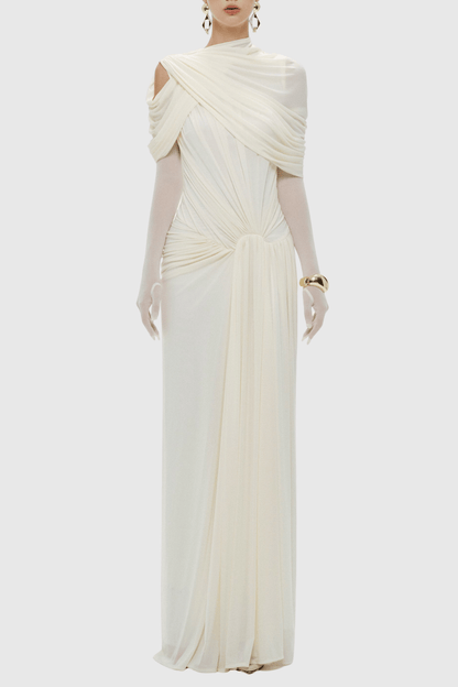Novie Asymmetric Draped Maxi Dress
