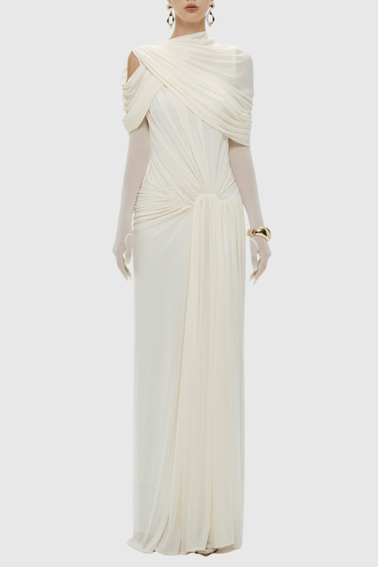 Novie Asymmetric Draped Maxi Dress