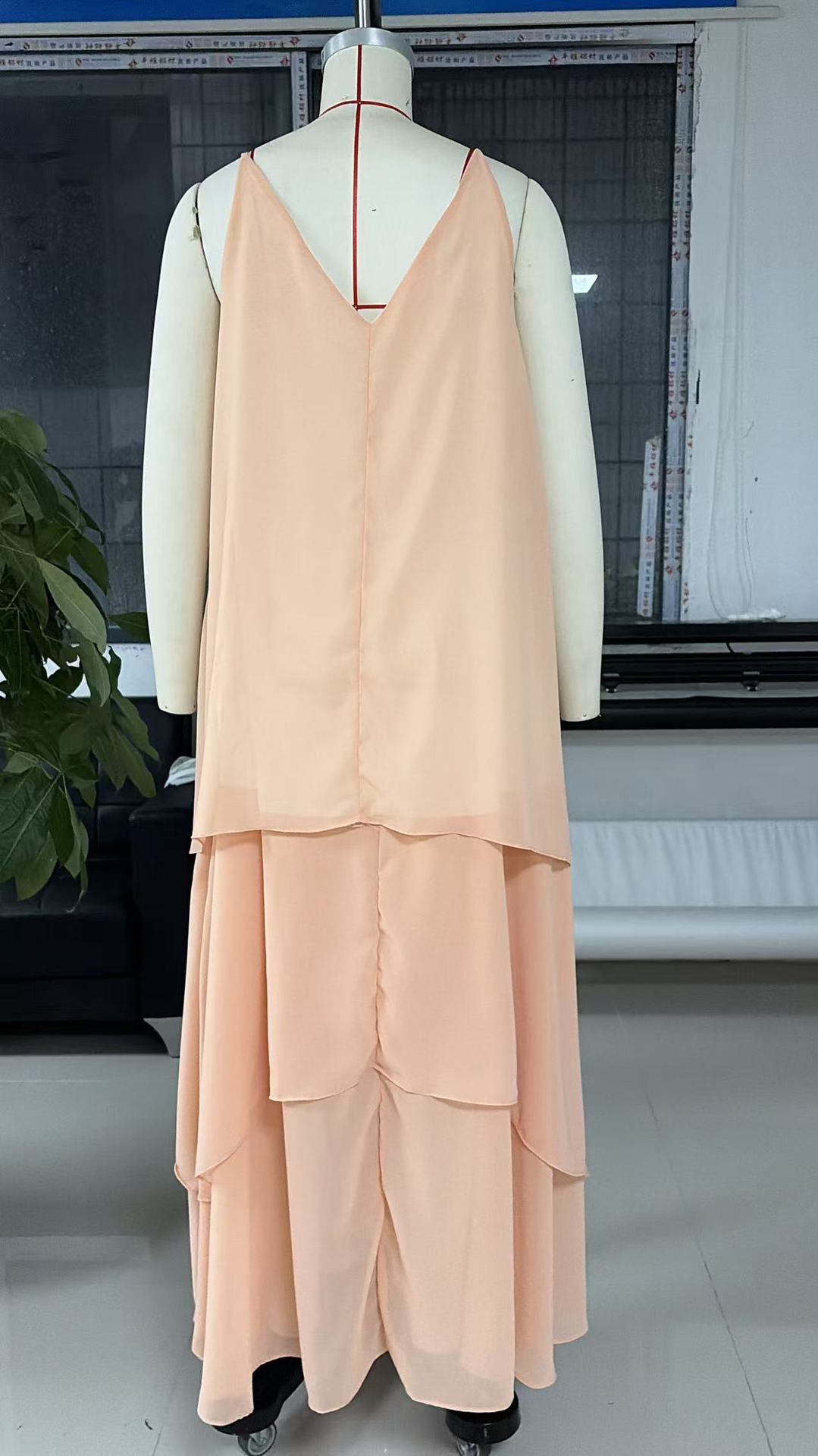 Flowy layered sleeveless slip tulle midi dress
