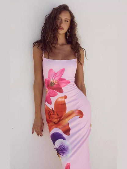 vivien floral print bodycon maxi dress