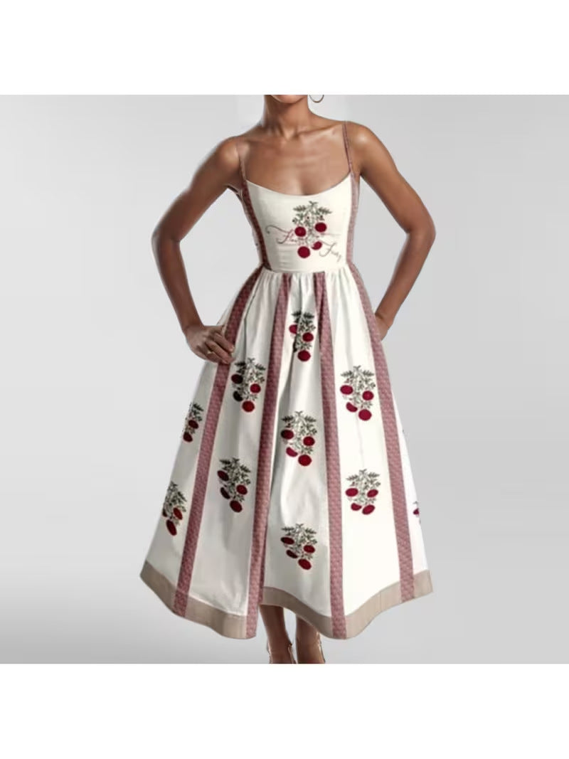 Marine life print sleeveless camisole midi dress