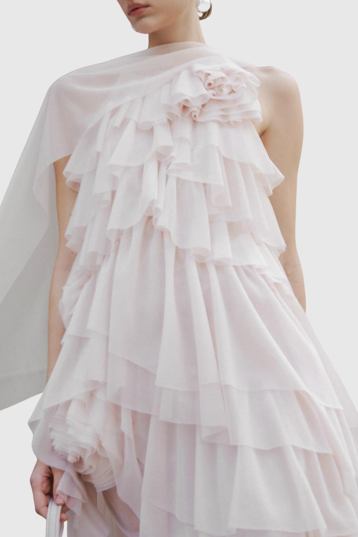 Oaskia Sleeveless Ruffle Maxi Dress - Beige