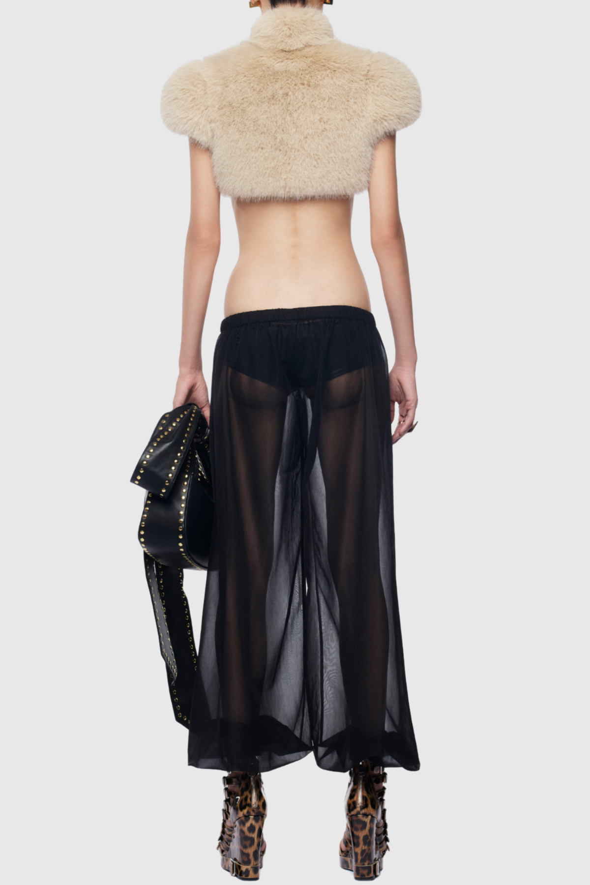 Obia Faux Fur Cropped Jacket - Beige
