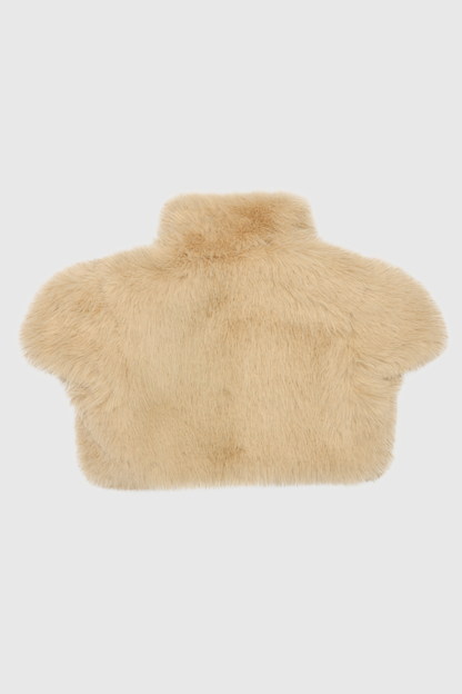 Obia Faux Fur Cropped Jacket - Beige