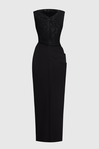 Obsidia Jacquard Sleeveless Midi Dress