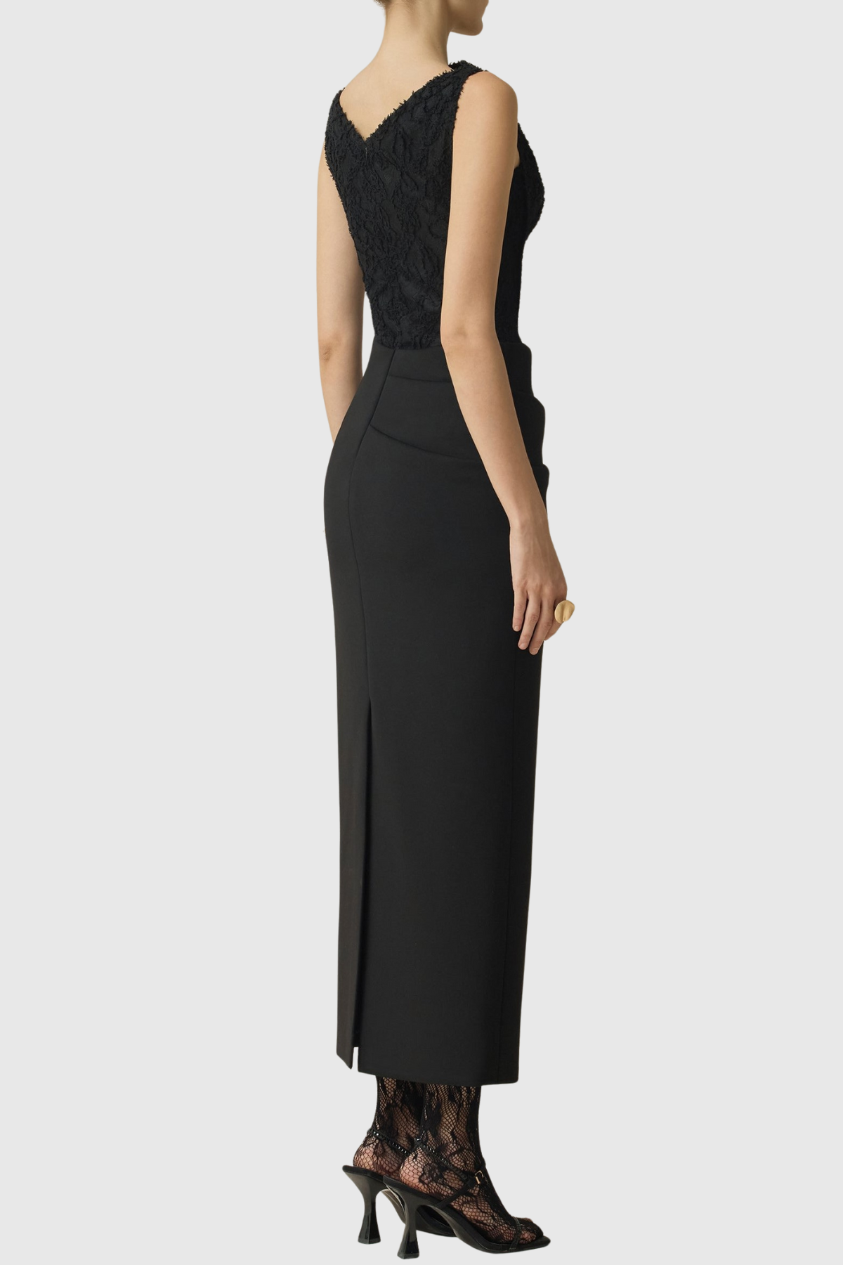 Obsidia Jacquard Sleeveless Midi Dress