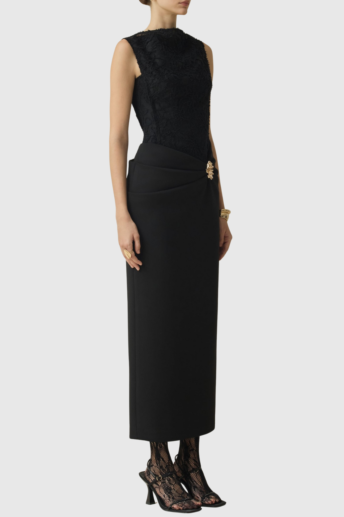 Obsidia Jacquard Sleeveless Midi Dress