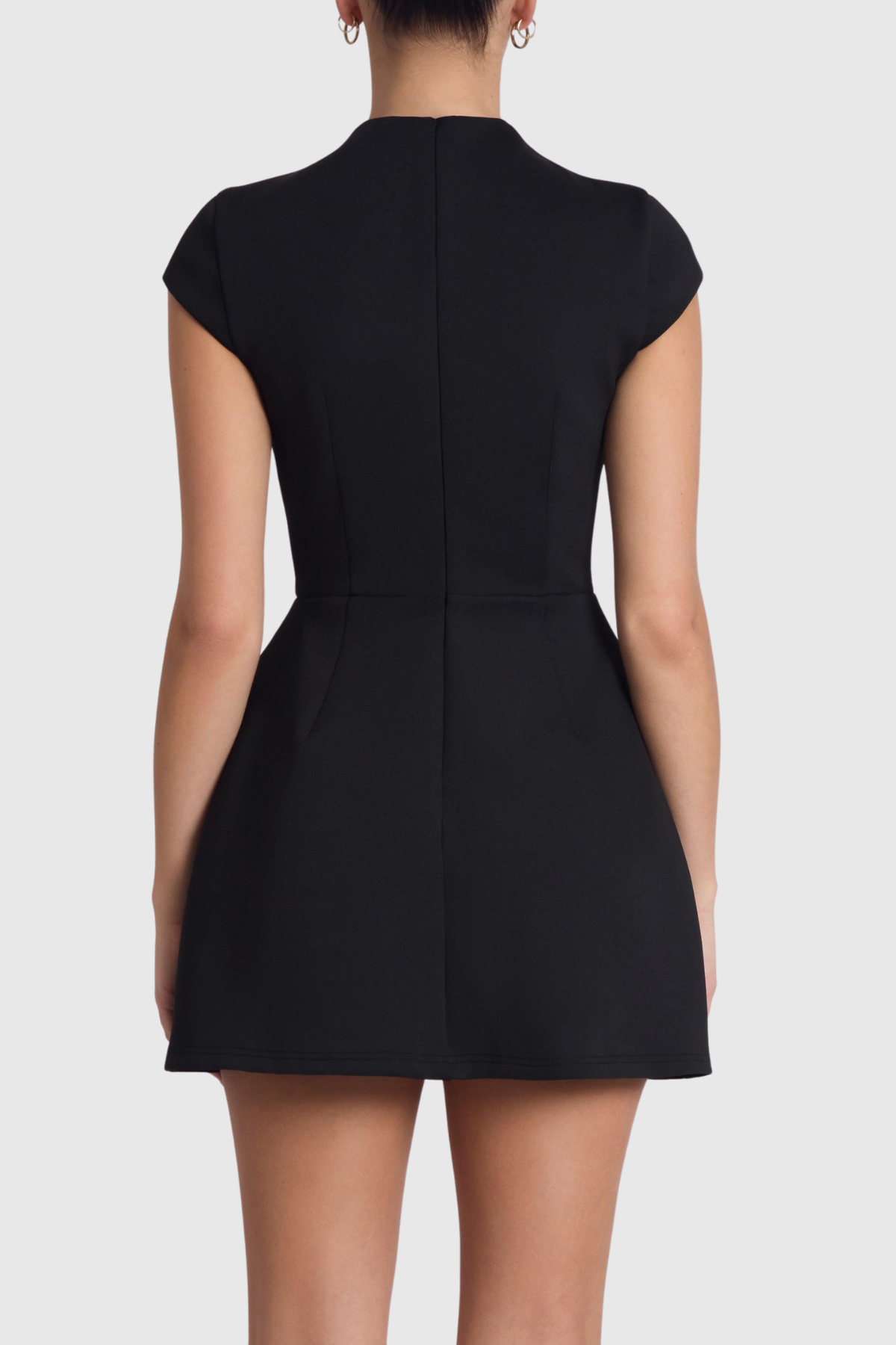 Octavia Cap Sleeve Pocket Mini Dress - Black