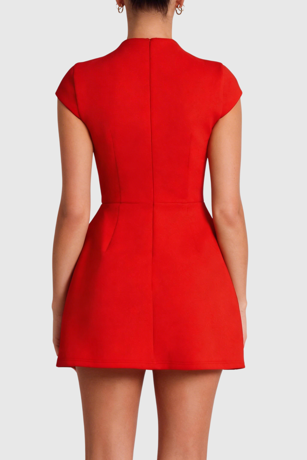 Octavia Cap Sleeve Pocket Mini Dress - Red