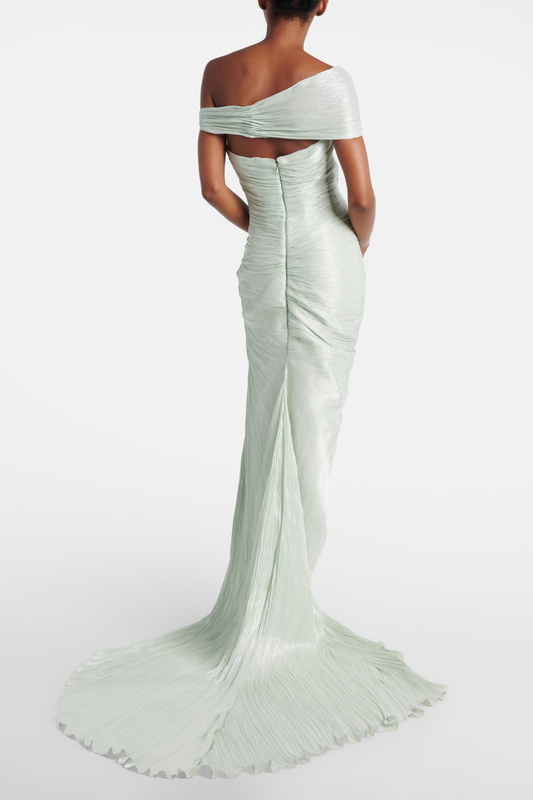 Odessa Off Shoulder Draped Maxi Dress - Green