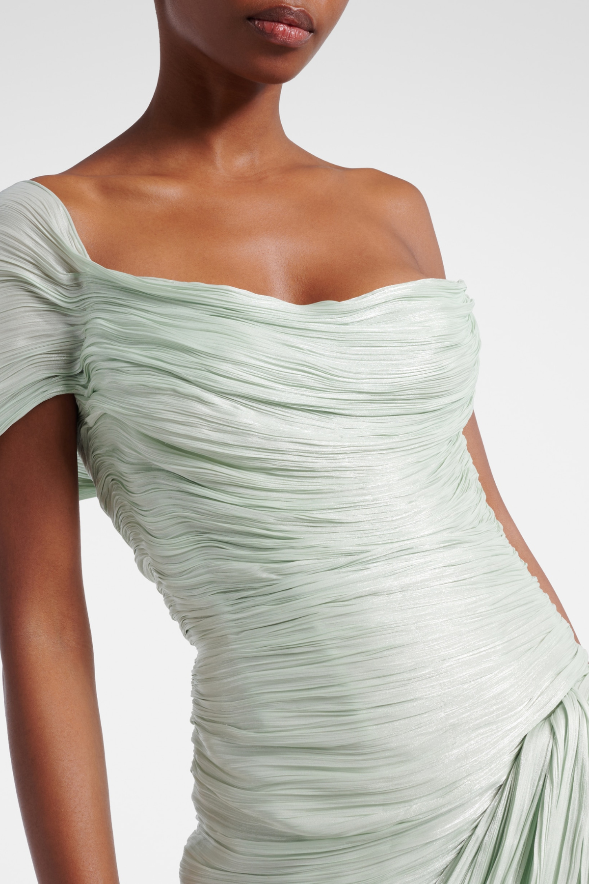 Odessa Off Shoulder Draped Maxi Dress - Green