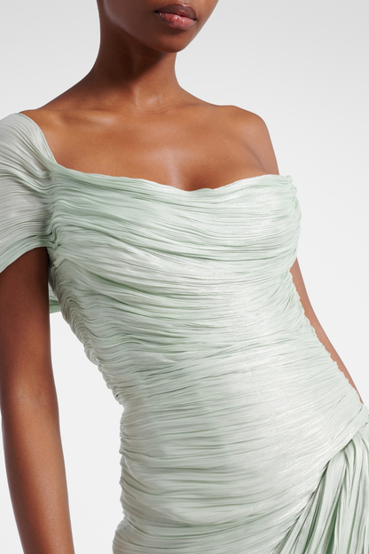 Odessa Off Shoulder Draped Maxi Dress - Green