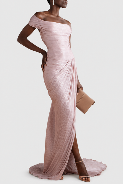 Odessa Off Shoulder Draped Maxi Dress - Pink