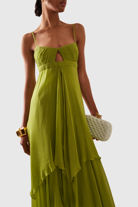 Odile Ruffle Ruched Maxi Dress
