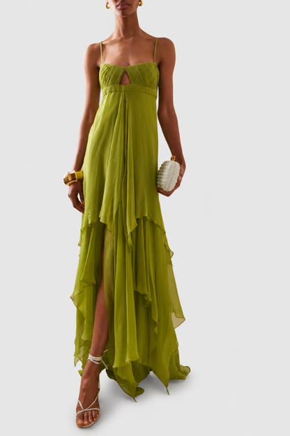 Odile Ruffle Ruched Maxi Dress
