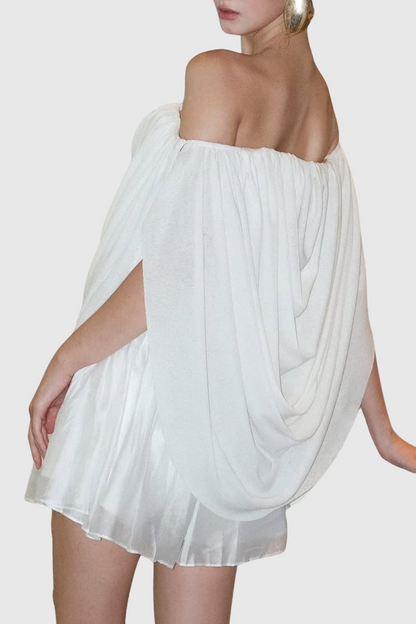 Odruta Off Shoulder Draped Top - White