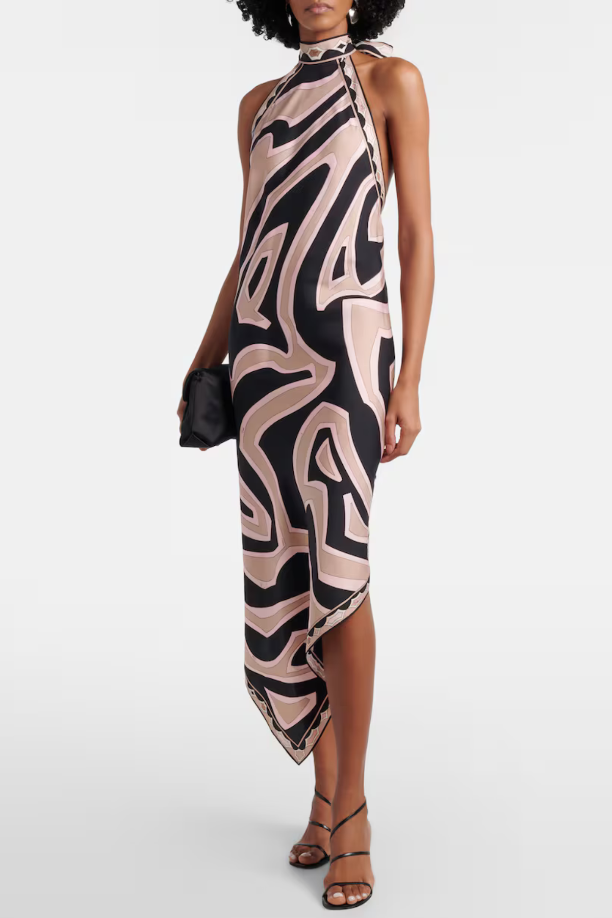 Oipley Halter Swirl Midi Dress - Beige