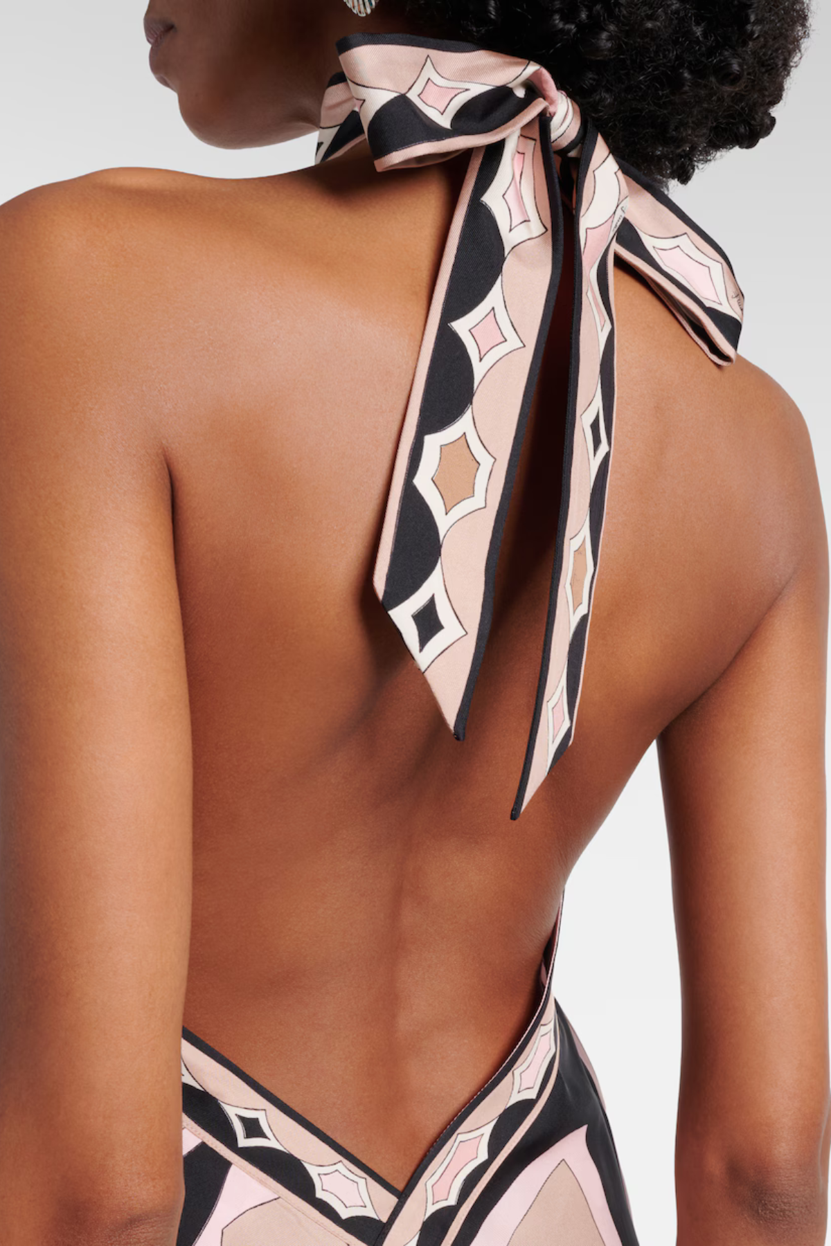 Oipley Halter Swirl Midi Dress - Beige