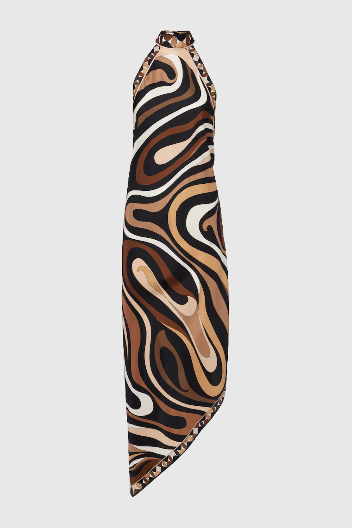 Oipley Halter Swirl Midi Dress - Brown