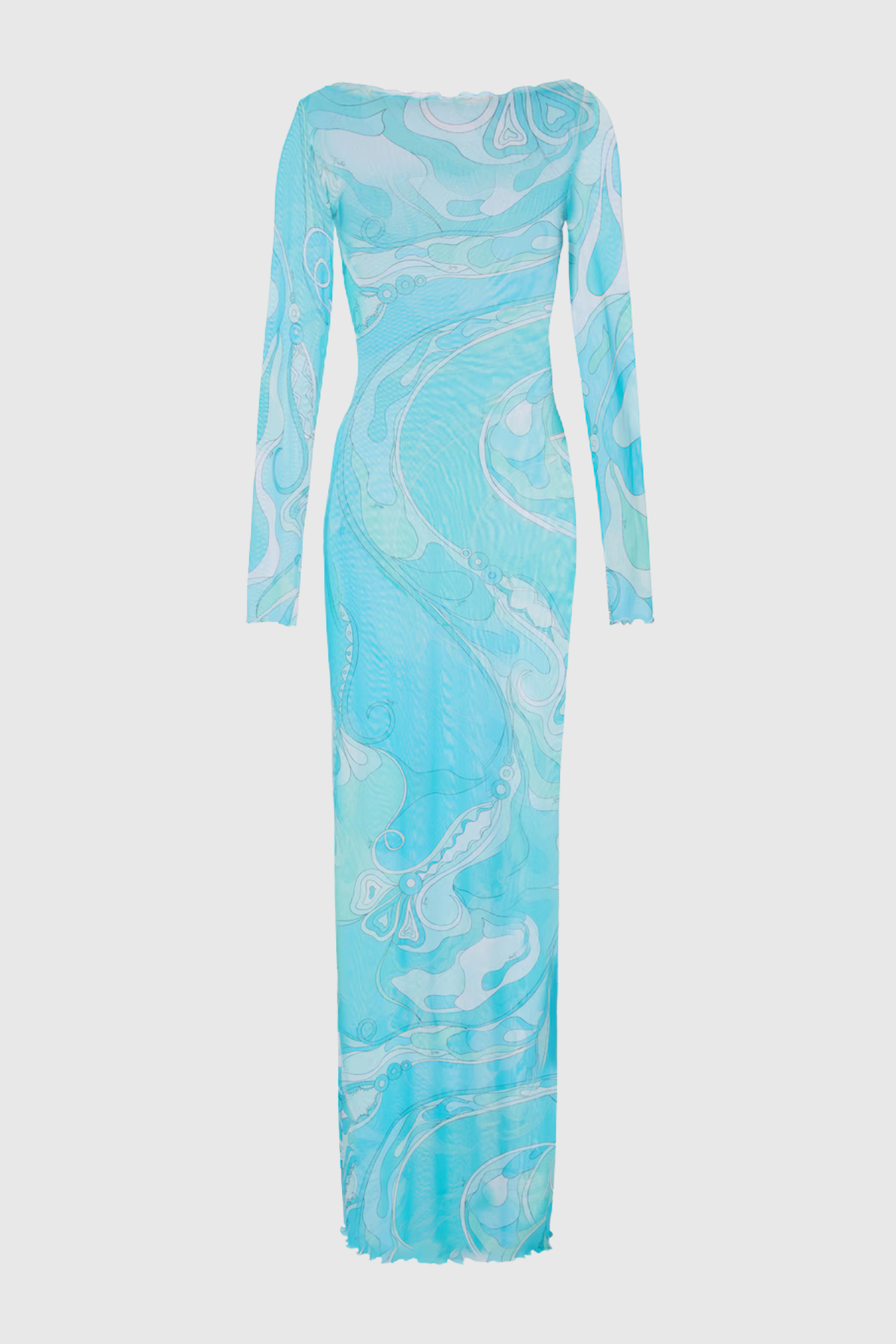 Oipley Swirl Mesh Maxi Dress - Blue