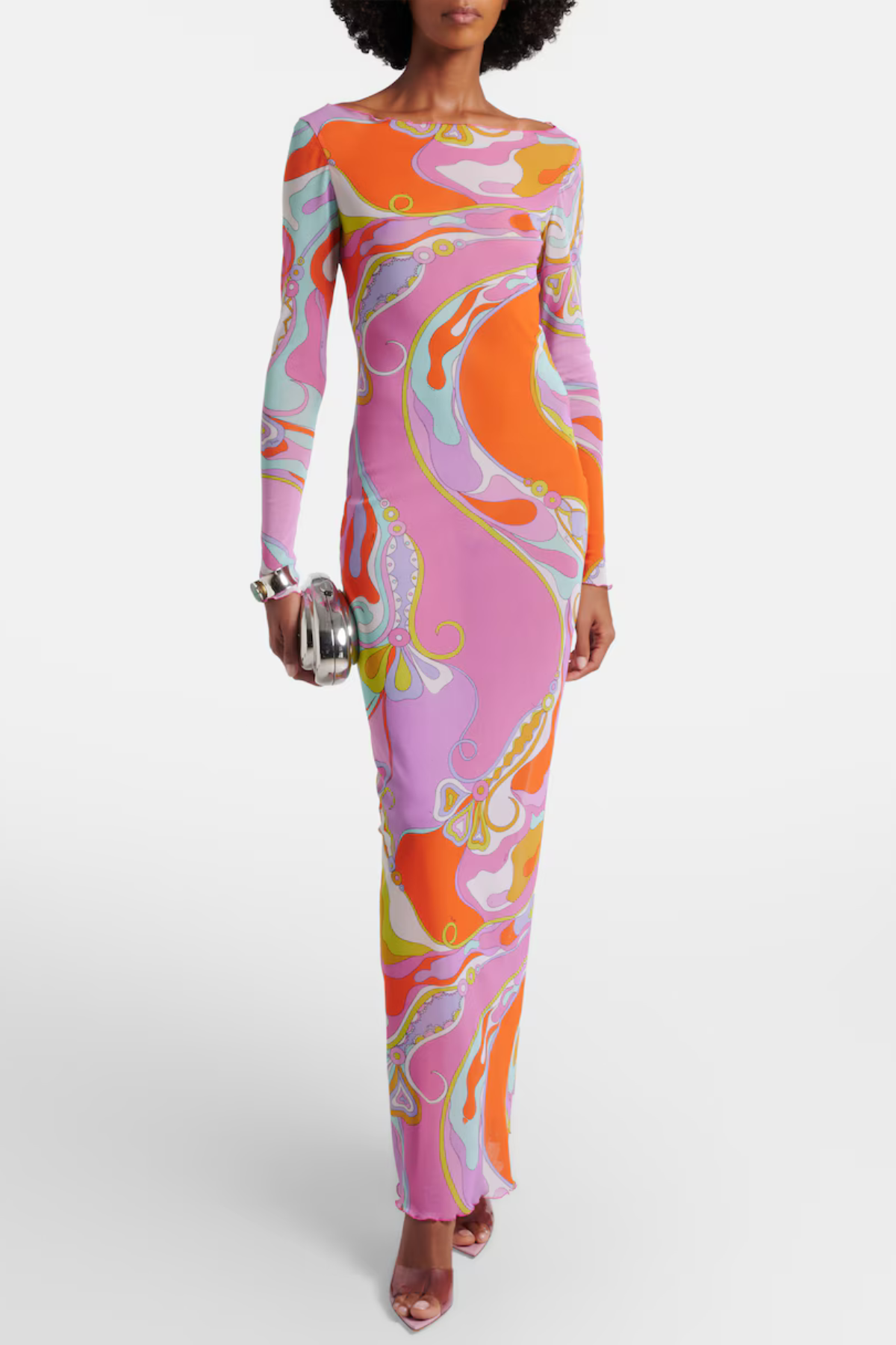Oipley Swirl Mesh Maxi Dress - Pink
