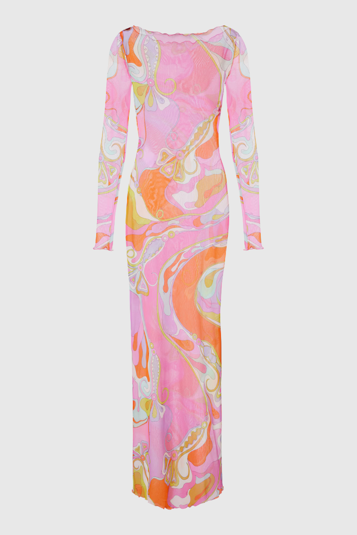 Oipley Swirl Mesh Maxi Dress - Pink