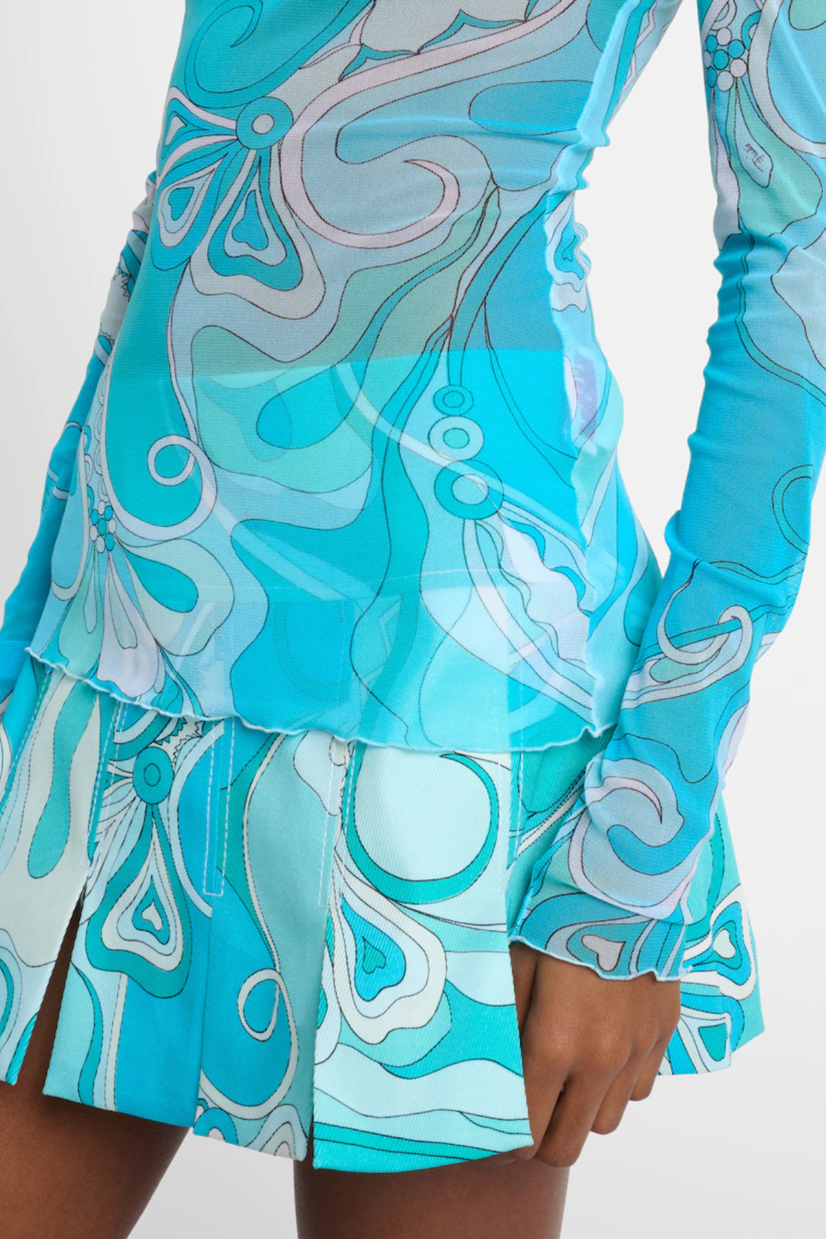 Oipley Swirl Mesh Top - Blue