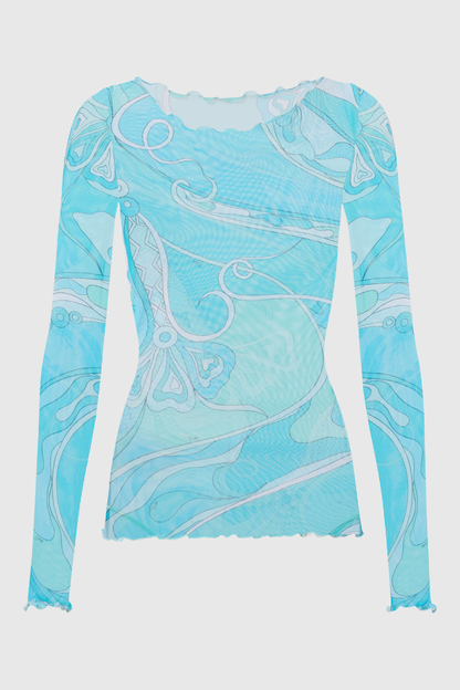 Oipley Swirl Mesh Top - Blue