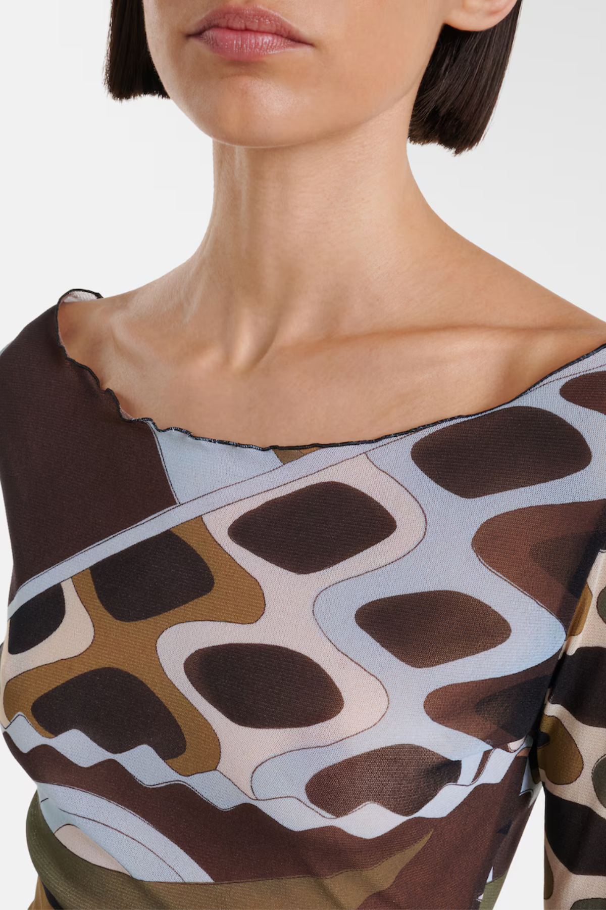 Oipley Swirl Mesh Top - Brown