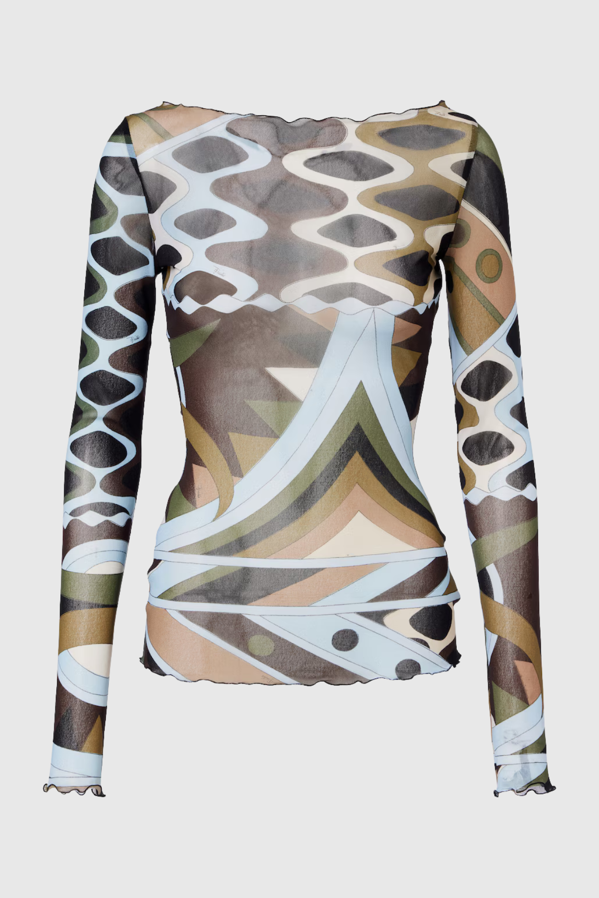 Oipley Swirl Mesh Top - Brown