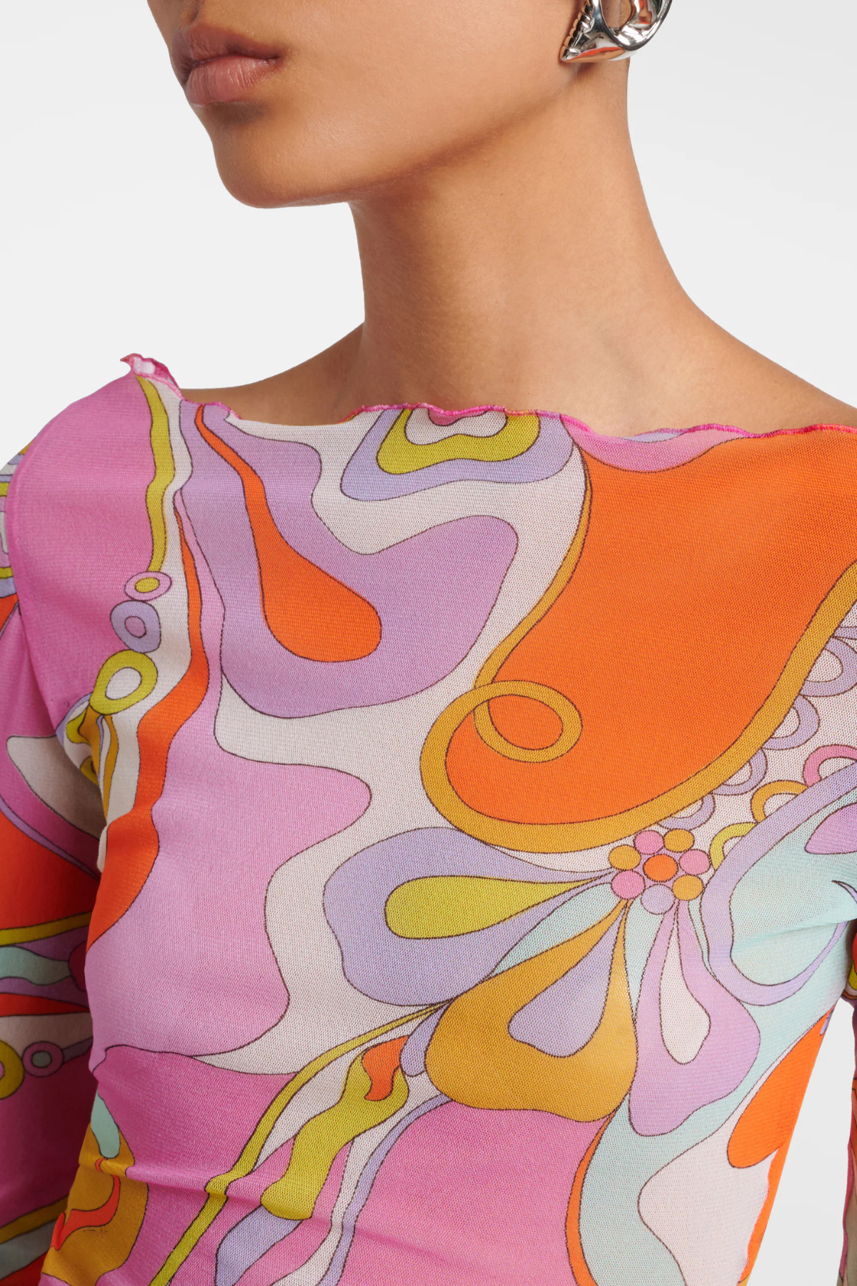 Oipley Swirl Mesh Top - Pink