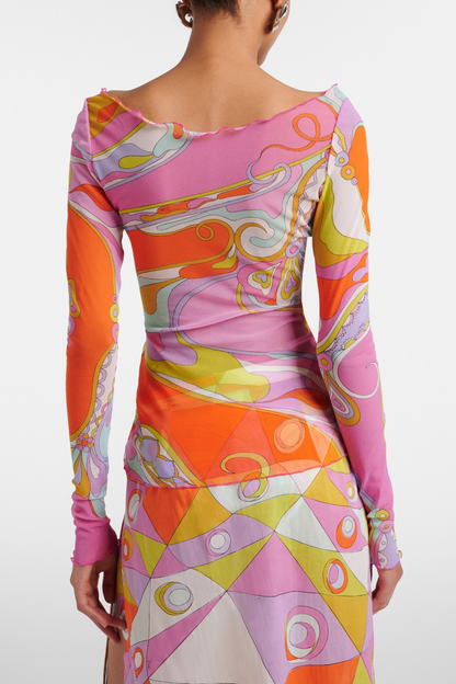 Oipley Swirl Mesh Top - Pink