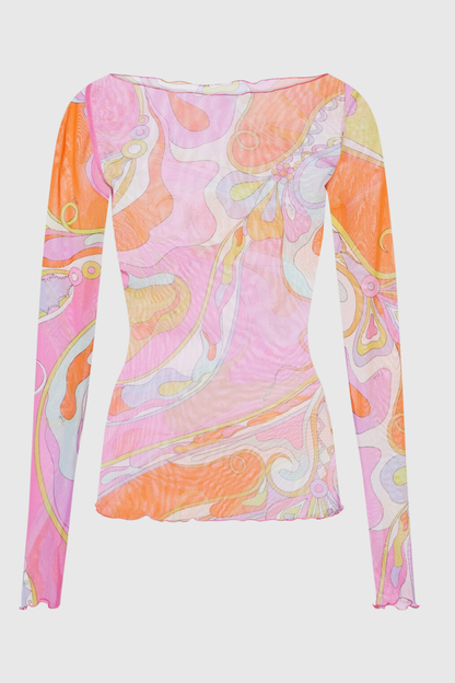 Oipley Swirl Mesh Top - Pink