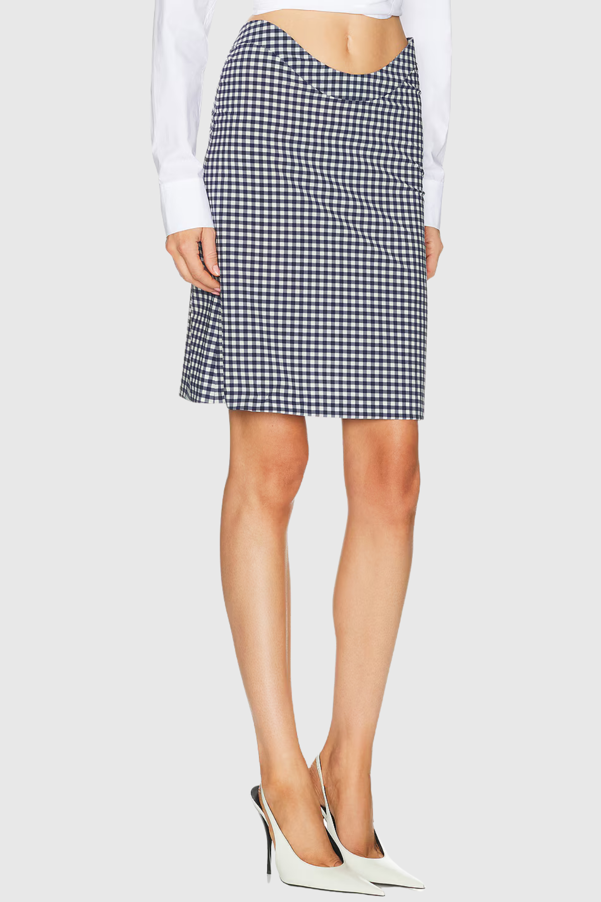 Okalyn Plaid Curved Mini Skirt