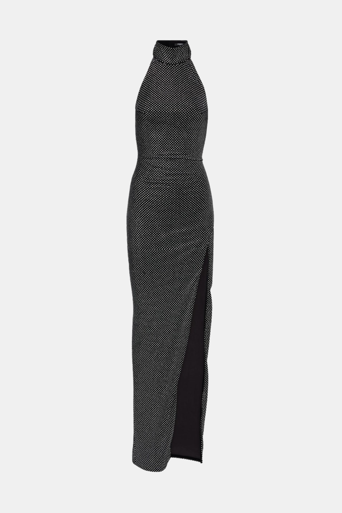 Oksana Halter Crystal Embellished Split Maxi Dress